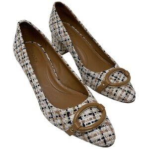 Talbots “Kayla” Buckle Block Tweed Embellished Heels Women’s Size 7M